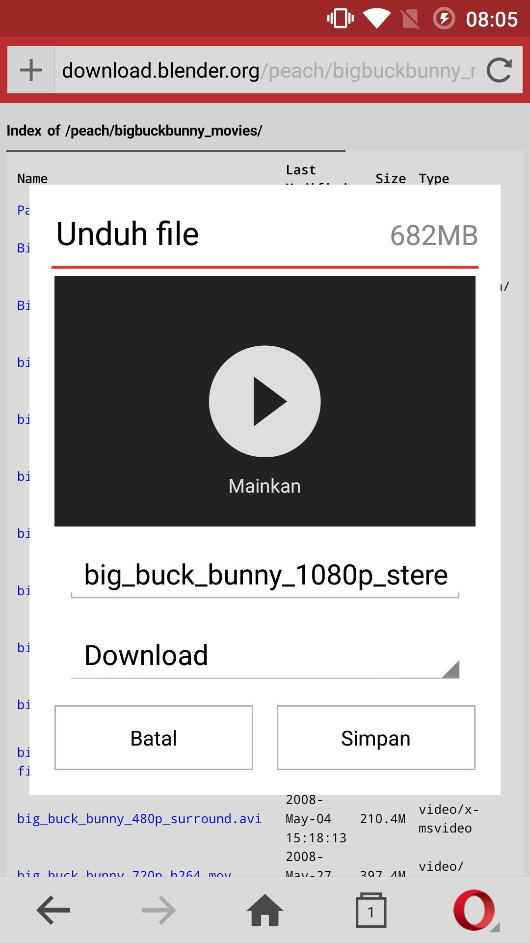 Download Video | Download video di Opera Mini