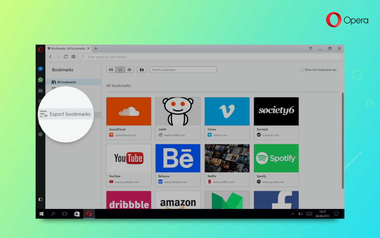 Exportable bookmarks, smoother videos and design improvements in Opera
