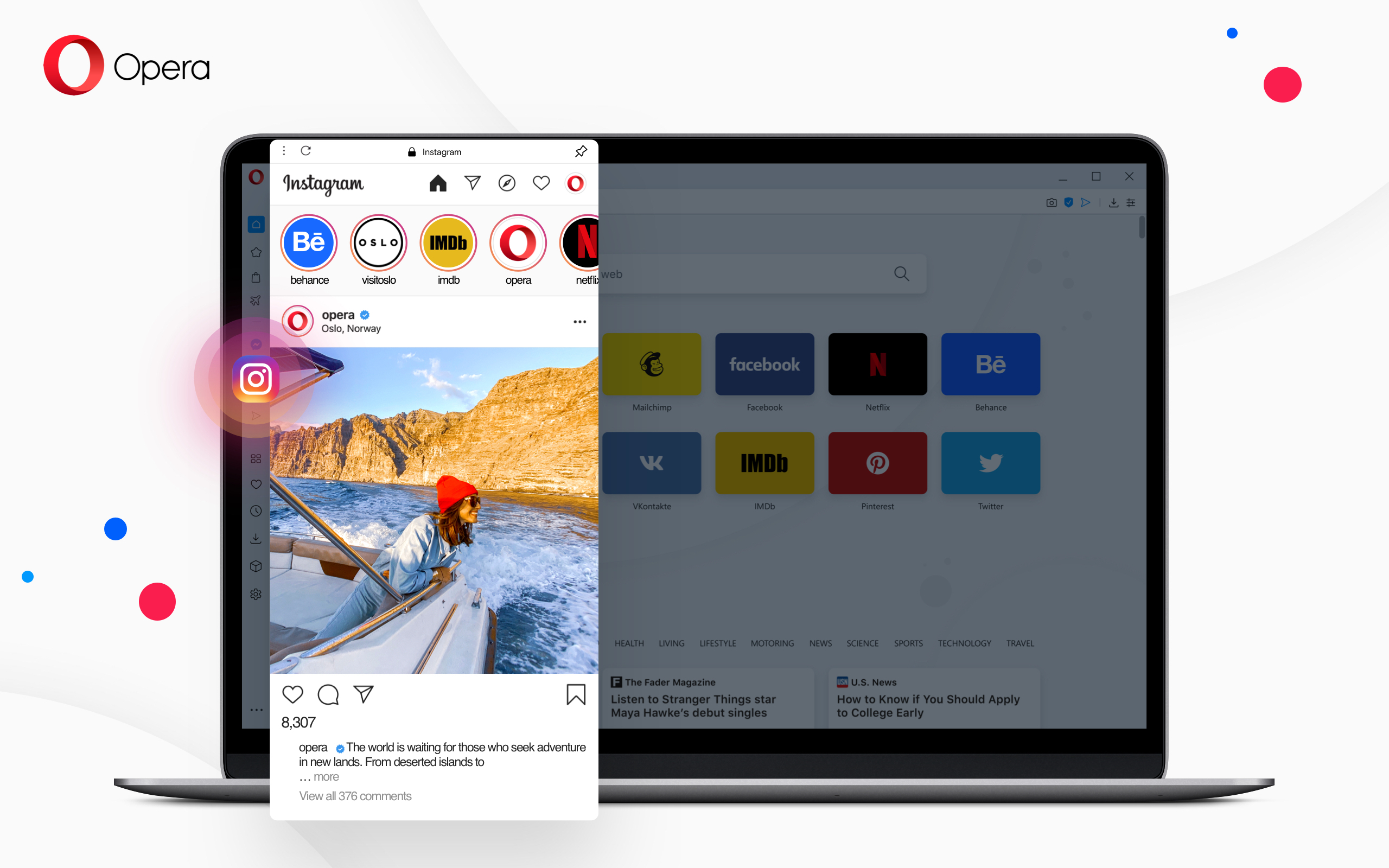 Opera has built-in Instagram