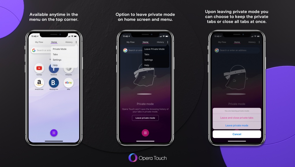 How to use Private Mode in Opera Touch