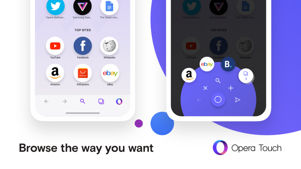 Opera Touch lets you choose the navigation you want