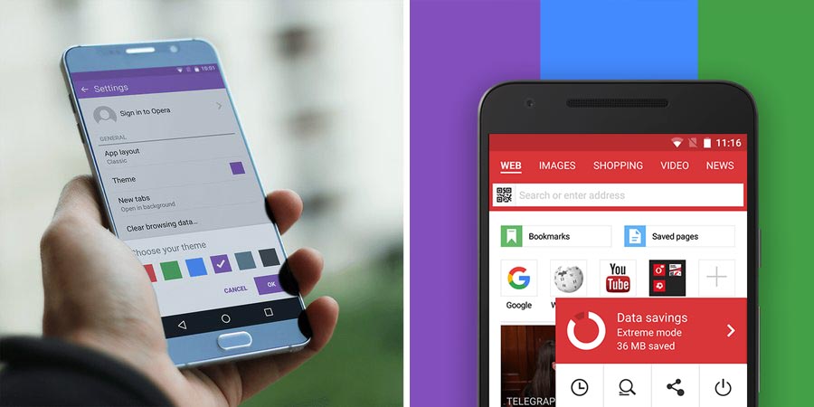 image: color themes in opera mini