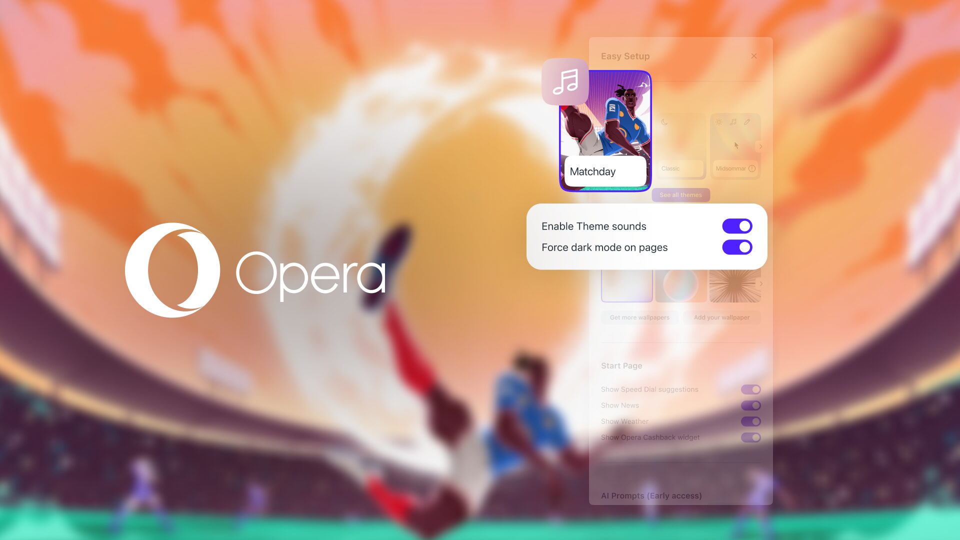 With this update we're introducing a new customization interface for Themes in Opera One, making it more intuitive to customize the browser.
