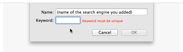 Add a keyword shortcut for the search engine