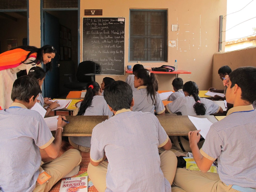 In the Gurgoan school I visitied the teacher/student ratio was 1:20. Way better than most students face in public schools.