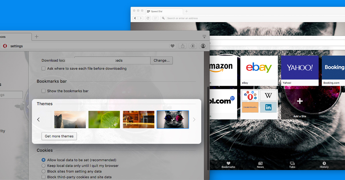 opera browser desktop customise themes wallpaper cool cat