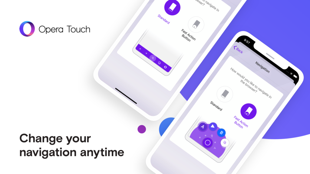 Opera Touch lets you choose the preferred navigation
