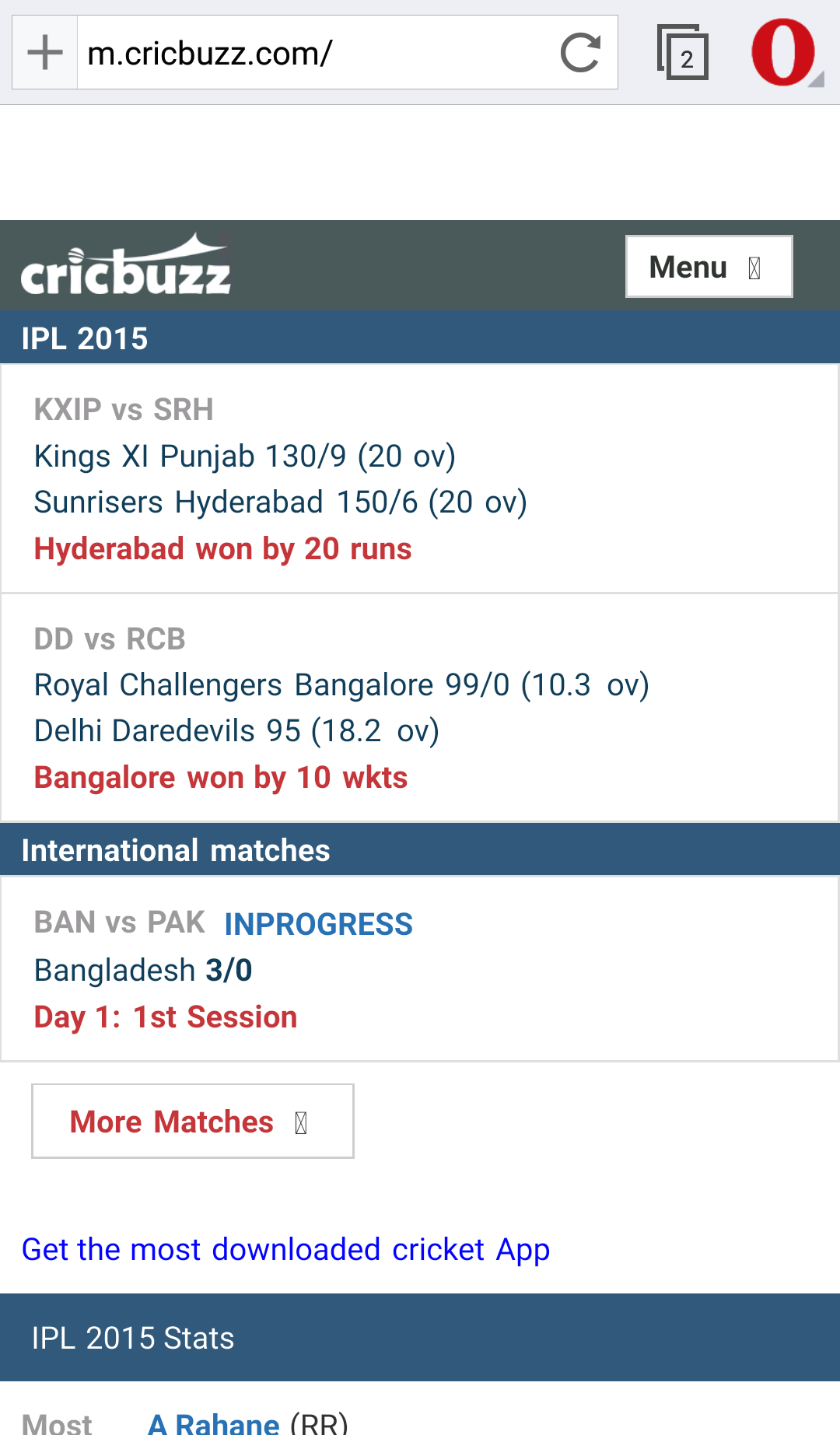 Cricbuzz Opera India